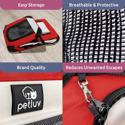Cat & Dog Pet Carrier, Soft-Sided, Large 24"X16"X16", Fits Large Cat, 2 Cats, or Medium Dog Comfortably, Great for Travel & Vet Visits, Privacy Windows, Removable Bed, Locking Zippers, Foldable