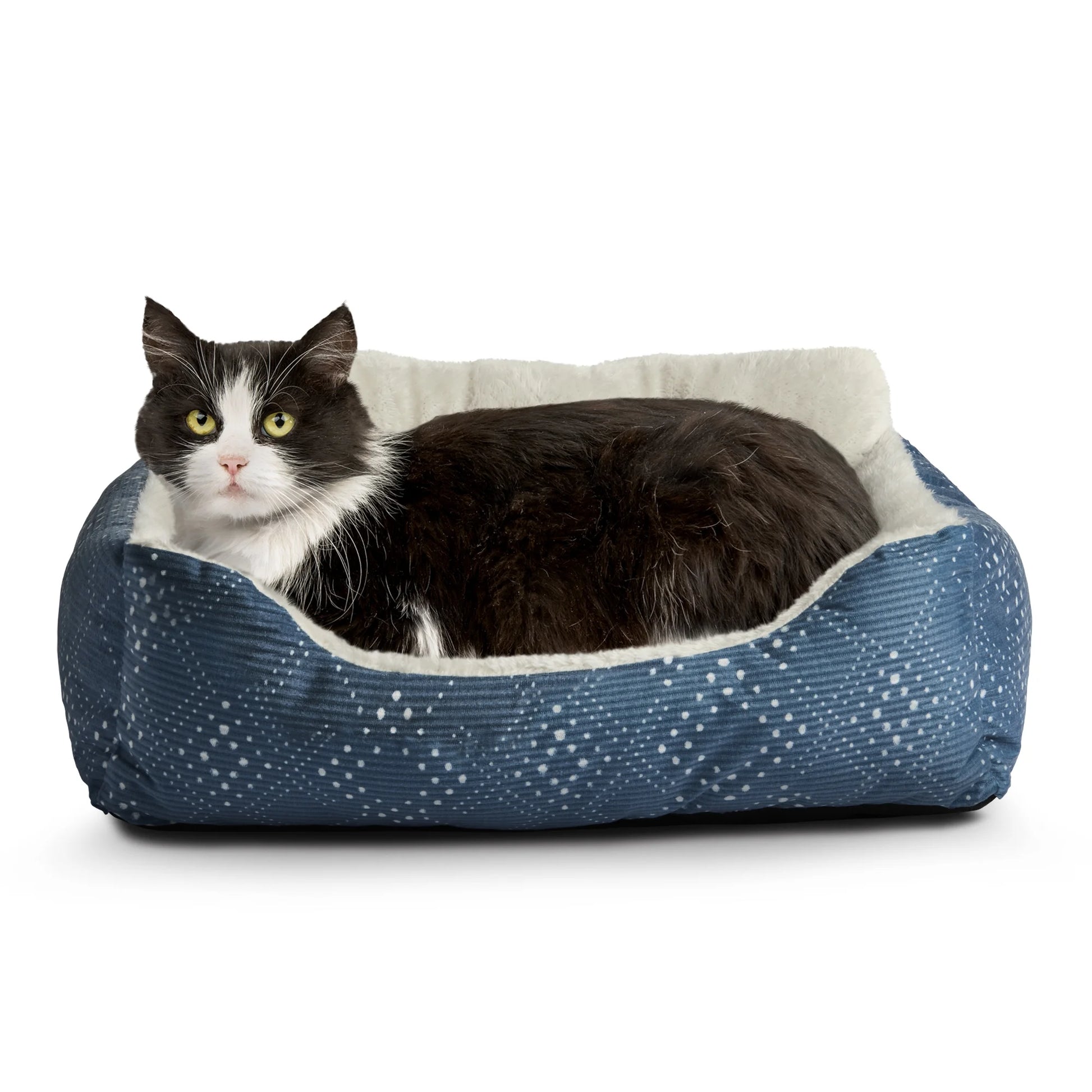 Dog & Cat Bed, Plush Lounger, Portable, Machine Washable, Blue, 21" X 17"