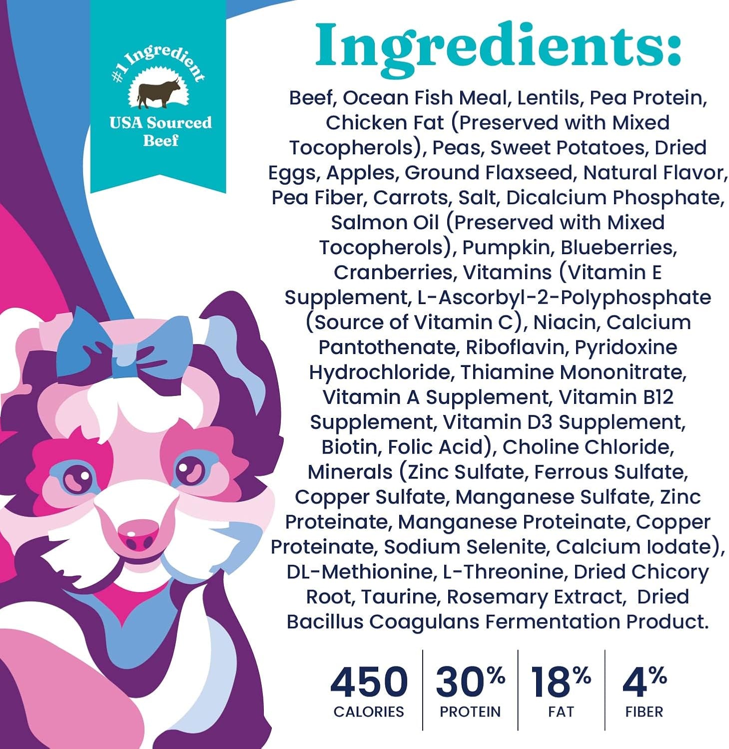 Toy & Small Breed Dry Dog Food Small Bites – Real Beef, Grain Free, Gluten Free, High Fiber Kibble with Probiotics for Gut Health & Digestion Support – Healthy Dog Food All Ages – 4LB