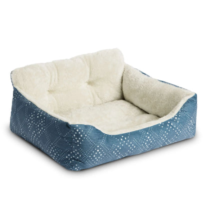 Dog & Cat Bed, Plush Lounger, Portable, Machine Washable, Blue, 21" X 17"