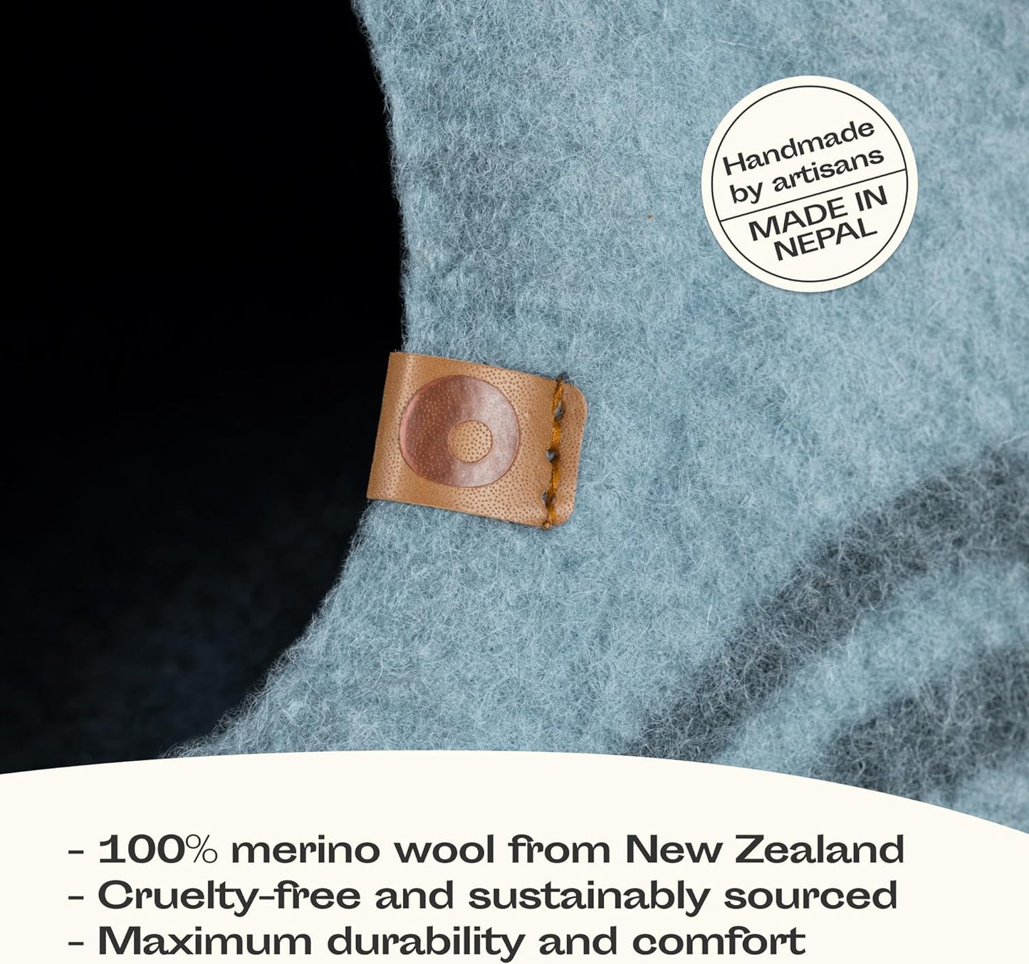 Cat Cave – Premium Felt Cat Bed for Indoor Cats, Handmade 100% Merino Wool (Aquamarine, Medium)