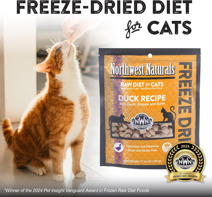 Freeze-Dried Duck Cat & Kitten Food – Bite-Sized Nibbles – Healthy, Limited, Human-Grade Ingredients, All-Natural, High-Protein – Complete & Balanced, Grain-Free – 11 Oz (Pack of 3)