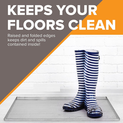 23.5" X 16.5" Metal Replacement Dog Crate Pan Chew Proof Crack Proof Pet Kennel Tray Central Dog Training Crate Pan Pet Supplies, Galvanized, 1" H