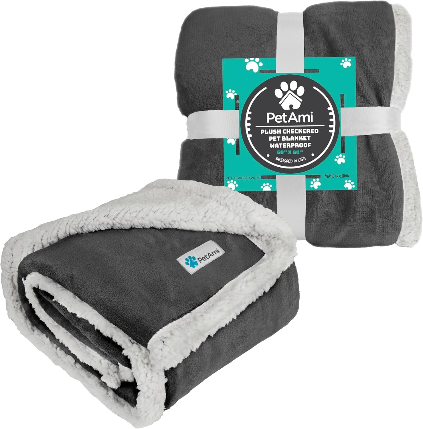 Waterproof Dog Blanket for Small Medium Dog Puppy Cat Throw for Couch Cover Leakproof Protection, Sherpa Fleece, Reversible Soft Washable 29X40 Charcoal Gray